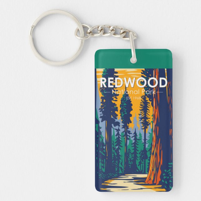 Redwood National Park Vintage Double Sided Key Ring (Front)