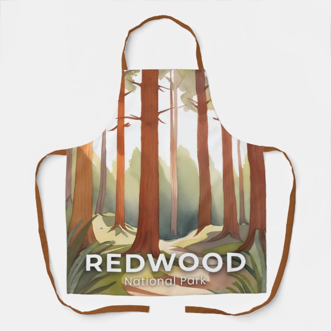 Redwood National Park | Watercolor Travel Art Apron (Front)