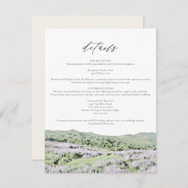 REDWOOD NATIONAL PARK Wild Lupine Floral Details Invitation (Front/Back)