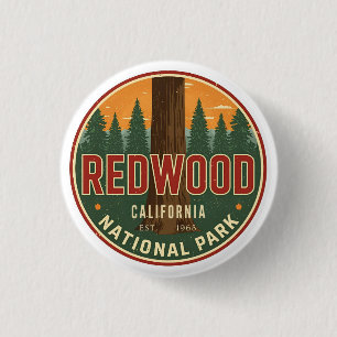 Redwood natioonal state park, Coastal California 3 Cm Round Badge