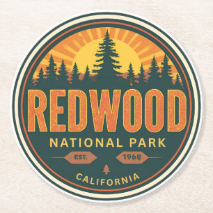 Redwood natioonal state park, Coastal California Round Paper Coaster