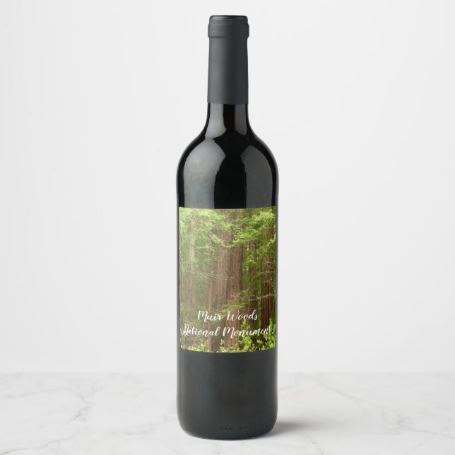 Redwood Trees at Muir Woods National Monument Wine Label (Front)