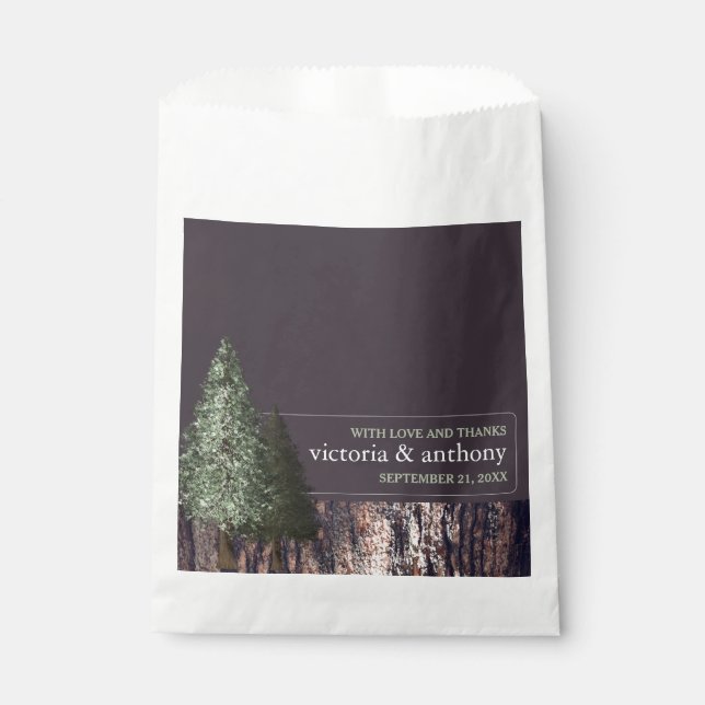 Redwoods & Bark, Rustic Wedding Favour Bag (Front)