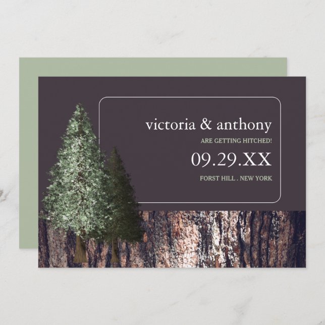 Redwoods & Bark, Rustic Wedding Save the Date (Front/Back)