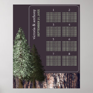 Redwoods & Bark, Rustic Wedding Table Plan Poster