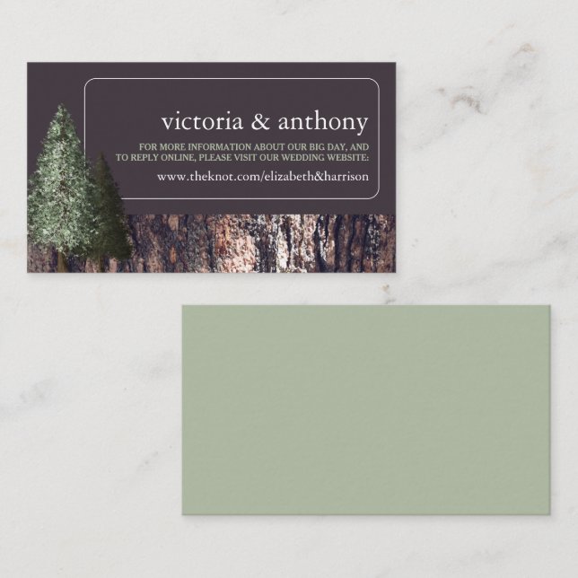 Redwoods & Bark, Rustic Wedding Website Enclosure Card (Front/Back)