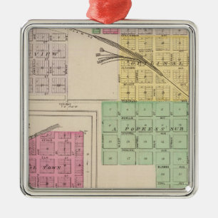 Reece, Fall River, Hamilton, and Climax, Kansas Metal Ornament