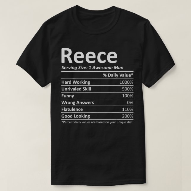 REECE Nutrition Funny Birthday Personalised Name G T-Shirt (Design Front)