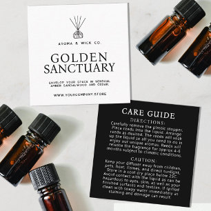 Reed diffuser care card black and white guide card