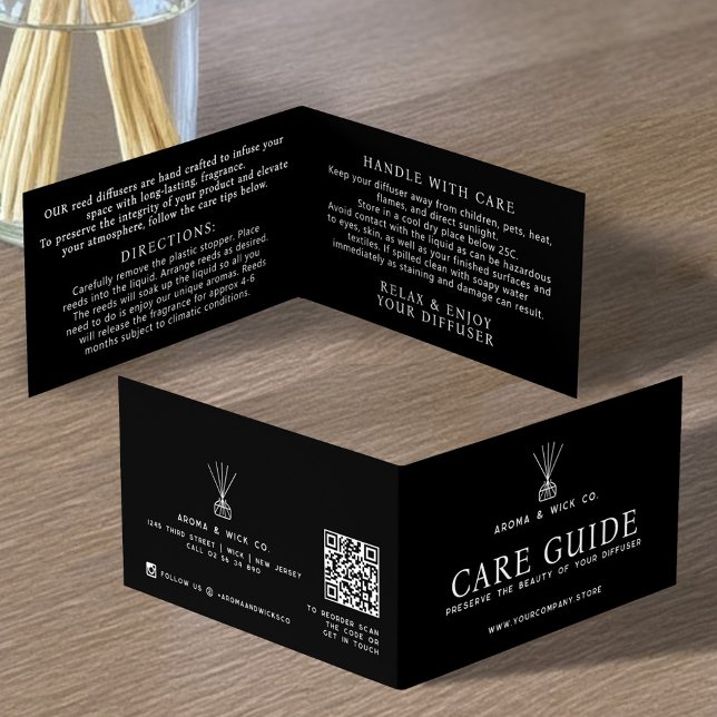 Reed diffuser packaging insert care reorder card (Creator Uploaded)