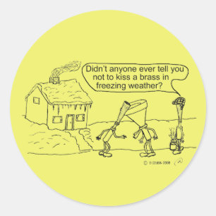 Reed Kissing Brass Classic Round Sticker