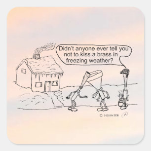 Reed Kissing Brass Square Sticker