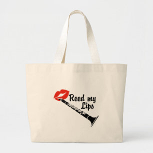 Reed My Lips Clarinet Large Tote Bag