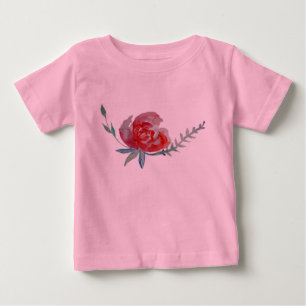 Reed Rose Watercolor Art Baby Tutu Bodysuit, Pink T-Shirt