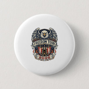 reedom Tour 2026 Vintage Eagle Motorcycle 6 Cm Round Badge