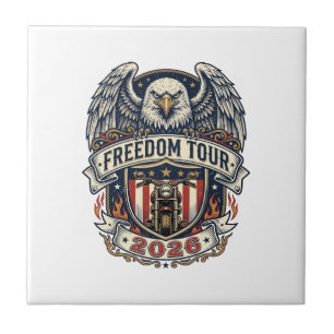 reedom Tour 2026 Vintage Eagle Motorcycle Ceramic Tile