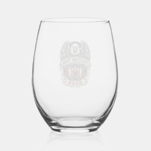 reedom Tour 2026 Vintage Eagle Motorcycle Stemless Wine Glass