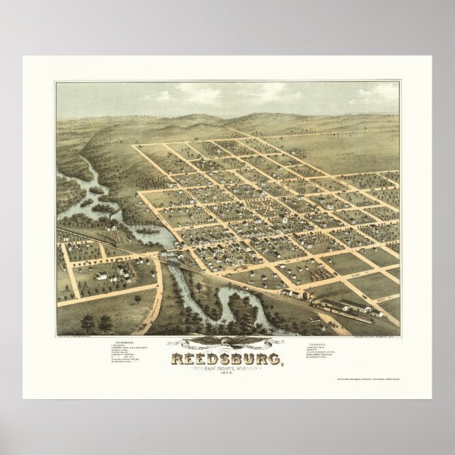 Reedsburg, WI Panoramic Map - 1874 Poster (Front)