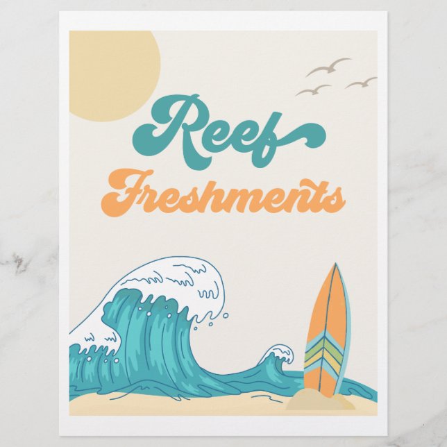 Reef Freshments Surf Party Sign | |Surf Sign (Front)