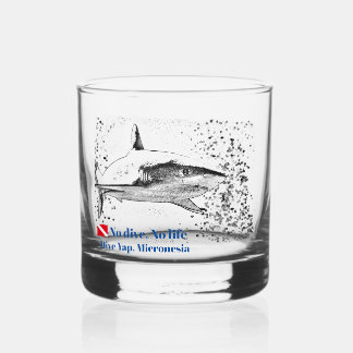 Reef Shark Silhouette Whiskey Glass