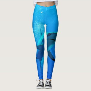 Reef shark swimming in blue leggings