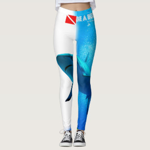 Reef Sharks Swimming in the Blue Leggings