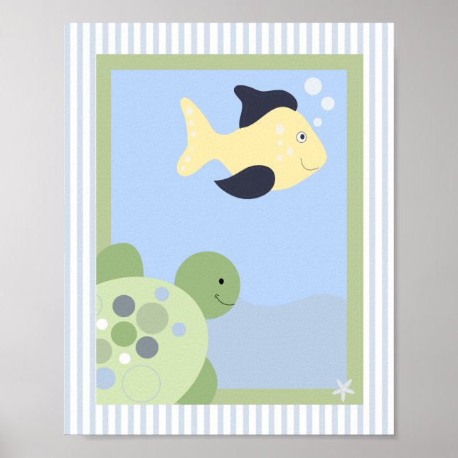 REEF TURTLE FISH 8x10 BABY NURSERY ROOM PRINT (Front)