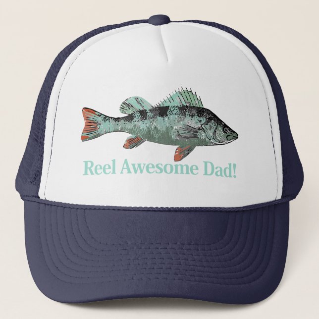 Reel Awesome Dad Fun Father's Quote Trucker Hat (Front)