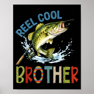 Reel cool brother fishing brother birthday vintage poster