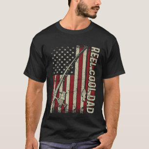 Reel Cool Dad American Flag Fishing Christmas T-Shirt