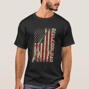 Reel Cool Dad American Flag Fishing Christmas T-Shirt