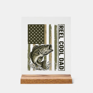Reel Cool Dad Bass Fishing Flag Vector Design_1 Acrylic Sign