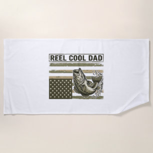 Reel Cool Dad Bass Fishing Flag Vector Design_1 Beach Towel