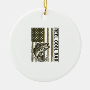 Reel Cool Dad Bass Fishing Flag Vector Design_1 Ceramic Ornament