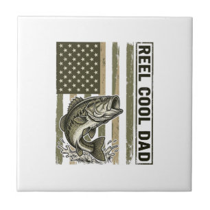 Reel Cool Dad Bass Fishing Flag Vector Design_1 Ceramic Tile