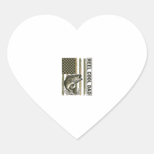 Reel Cool Dad Bass Fishing Flag Vector Design_1 Heart Sticker