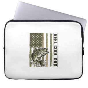 Reel Cool Dad Bass Fishing Flag Vector Design_1 Laptop Sleeve