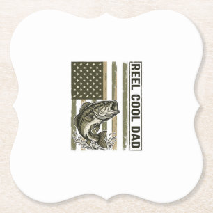 Reel Cool Dad Bass Fishing Flag Vector Design_1 Paper Coaster