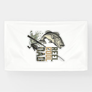 Reel Cool Dad Bass Fishing Vintage Engraving Desig Banner