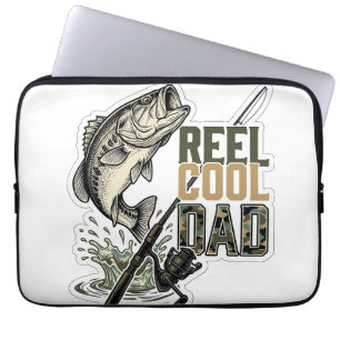 Reel Cool Dad Bass Fishing Vintage Engraving Desig Laptop Sleeve