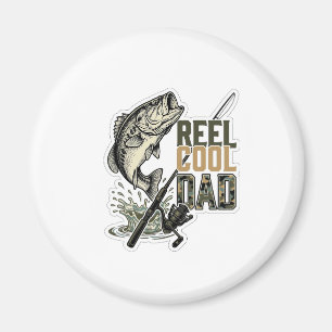 Reel Cool Dad Bass Fishing Vintage Engraving Desig Magnet