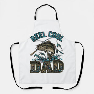 Reel Cool Dad Bass Fishing Vintage Vector Design_1 Apron