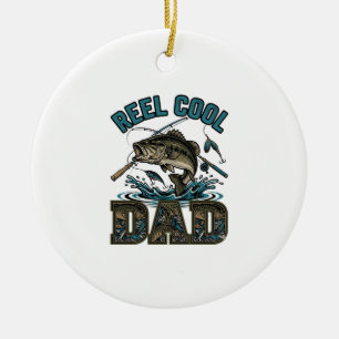 Reel Cool Dad Bass Fishing Vintage Vector Design_1 Ceramic Ornament