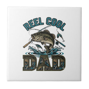 Reel Cool Dad Bass Fishing Vintage Vector Design_1 Ceramic Tile