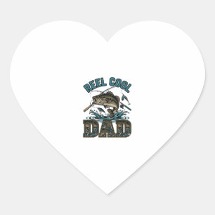 Reel Cool Dad Bass Fishing Vintage Vector Design_1 Heart Sticker