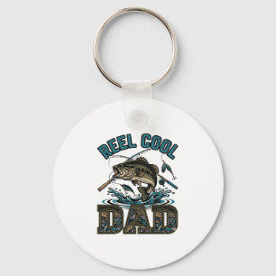 Reel Cool Dad Bass Fishing Vintage Vector Design_1 Key Ring