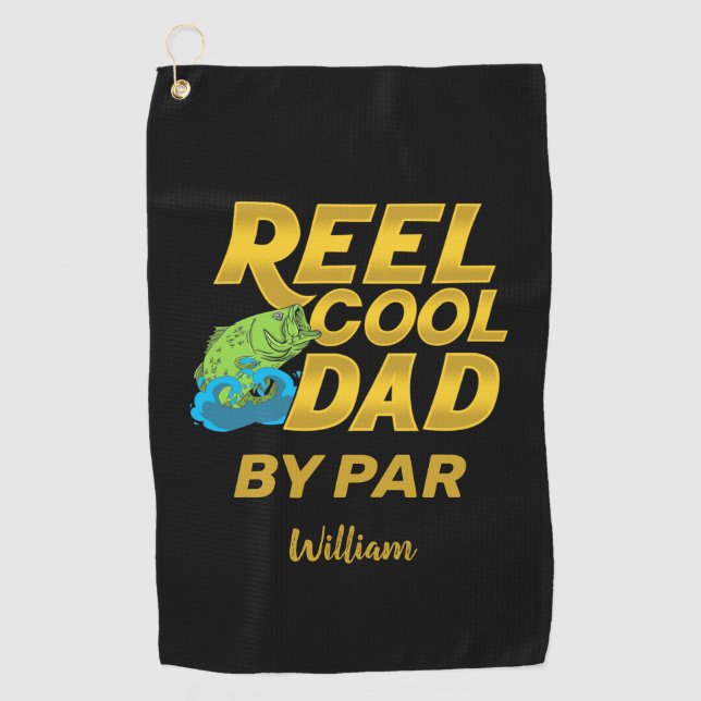 Reel Cool Dad Fathers Day Personalised  Golf Towel (Front)