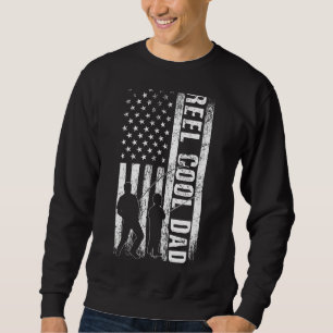Reel Cool Dad Fish American Flag Fisherman Dad Fat Sweatshirt