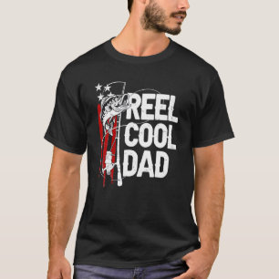 Reel Cool Dad Fisherman Daddy Usa Flag Fishing Fat T-Shirt