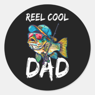 Reel Cool Dad Fisherman Fathers Day Shirt  Classic Round Sticker